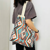 Ethnic Boho Crochet Knitting Shoulder Tote Bag Travel Handbag