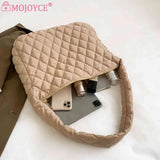 Women's Cotton-padded Quilted Handbag Tote - Winter Style