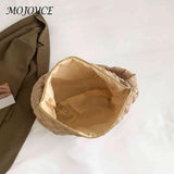 Women Cotton-padded Rhombic Lattice Handbag Large Capacity Tote Solid Color