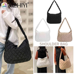 Large Capacity Quilted Messenger Bag for Shopping