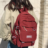 Women Laptop Book Bags Red Travel Waterproof School Bag Ladies Student Backpack