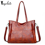 High Leather Tote Bag Large Capacity Shoulder Handbag
