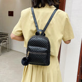 Women Lattice Pattern PU Rucksack Small Handbag