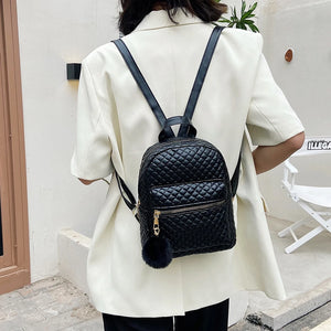 Women Lattice Pattern PU Rucksack Small Handbag