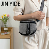 Women's Leather Diamond Shoulder Bag with Rhinestones