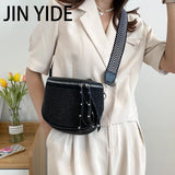 Women's Leather Diamond Shoulder Bag with Rhinestones