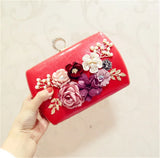 Leather Evening Bag Flower Clutch Purse for Wedding