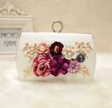Leather Evening Bag Flower Clutch Purse for Wedding