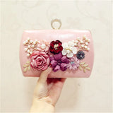 Leather Evening Bag Flower Clutch Purse for Wedding