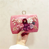 Leather Evening Bag Flower Clutch Purse for Wedding