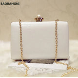 White Leather Evening Bag Wedding Flower Clutch Purse