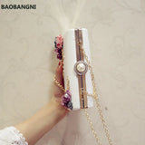 White Leather Evening Bag Wedding Flower Clutch Purse
