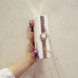 White Leather Evening Bag Flower Clutch Purse
