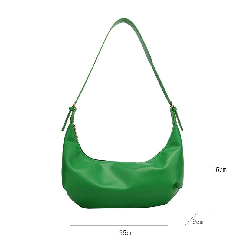 Green Leather Shoulder Bag Vintage Handbag Crossbody Hobo Sac