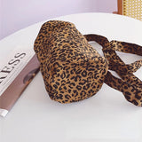 Leopard Print Shoulder Bucket Bag Underarm Canvas Tote Small Purse
