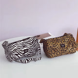 Leopard Print Shoulder Bucket Bag Women Canvas Tote Small Purse