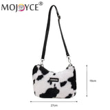 Leopard Printed Shoulder Bag Soft Plush Chain Zipper Handbag