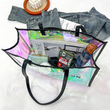 Women Letters Large Capacity Travel Shoulder Bags Laser PVC Transparent Handbag