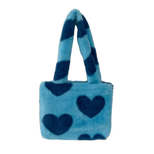 Women Love Heart Printing Shoulder Underarm Bag Casual Autumn Winter Soft Plush