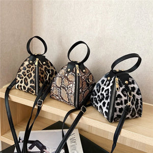 Leopard Print Women's Large Capacity Leather Shoulder Bag Messenger Bag