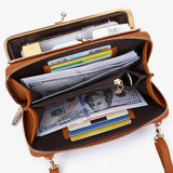 Women Leather Shoulder Bag Large Capacity Multifunction Phone Purse