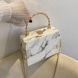 Women Marbled Box Clutch Bag Evening Handbag Wedding Purse