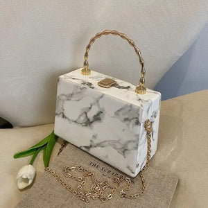 Women Marbled Box Clutch Bag Evening Handbag Wedding Purse