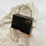 Women Marbled Box Clutch Bag Evening Handbag Wedding Purse
