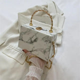 Women Marbled Box Clutch Bag Evening Handbag Wedding Purse