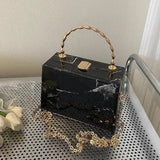 Women Marbled Box Clutch Bag Evening Handbag Wedding Purse