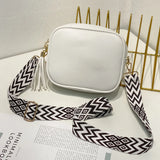 Tassel Women Messenger Bag PU Leather Wide Strap Casual Solid