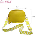 Tassel Women Messenger Bag PU Leather Wide Strap Casual Solid