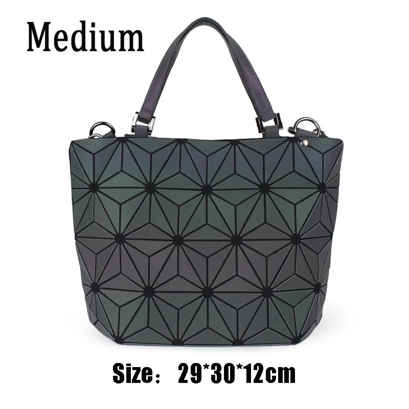 Geometric Luminous Shoulder Bag Fold Handbags Bucket Bag