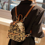 Leopard Mini Backpack - Nylon Shoulder Bag for Teen Girls