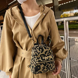 Leopard Mini Backpack - Nylon Shoulder Bag for Teen Girls