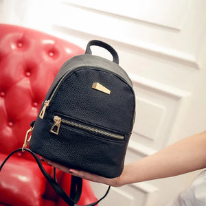 Women Mini Backpack PU Leather School Rucksack