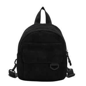 Corduroy Mini Backpack for Women, Casual Student Bookbags