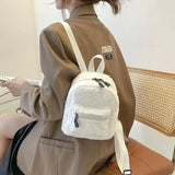 Corduroy Small Backpack Women Casual Travel Student Bookbags