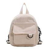 Corduroy Mini Backpack for Women | Casual Travel Student Bookbag