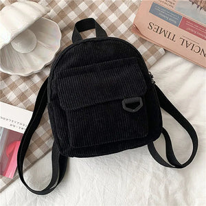 Solid Color Corduroy Mini Backpack for Students