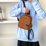 Small Corduroy Mini Backpack Women Casual Bookbag Travel