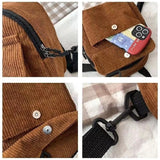 Corduroy Mini Backpack for Women Student Bookbags