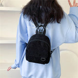 Small Corduroy Mini Backpack Women Casual Bookbag Travel