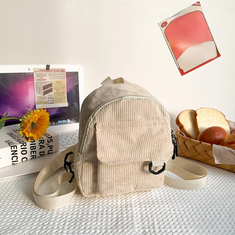 Corduroy Mini Backpack Ideal for Students