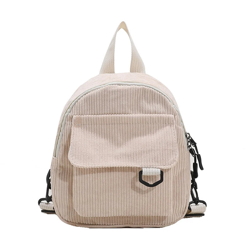 Corduroy Mini Backpack Small Casual Student Bookbags Travel Backpacks