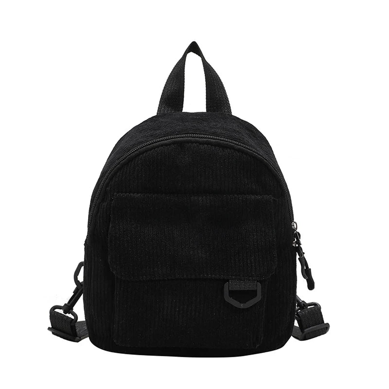 Corduroy Mini Backpack Small Casual Student Bookbags Travel Backpacks