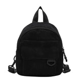 Solid Color Corduroy Mini Backpack for Casual Student