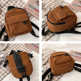 Corduroy Mini Backpack for Women Casual Student Bookbags