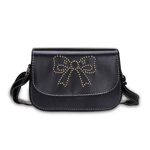 Women Mini Messenger Bag PU Leather Shoulder Bag Femme Bowknot Solid Ladies