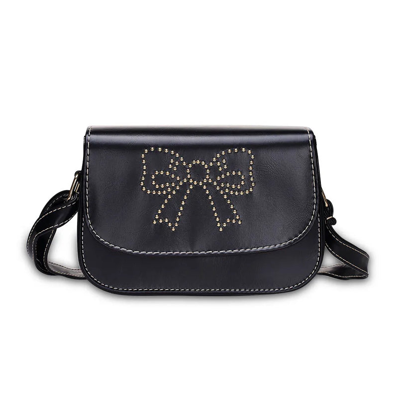 Women Mini Messenger Bag PU Leather Shoulder Bag Femme Bowknot Solid Ladies